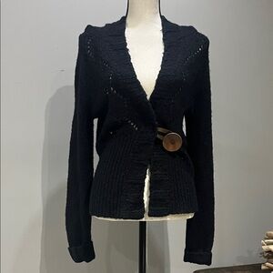 Free People Black Women's Cardigan with Button Detail